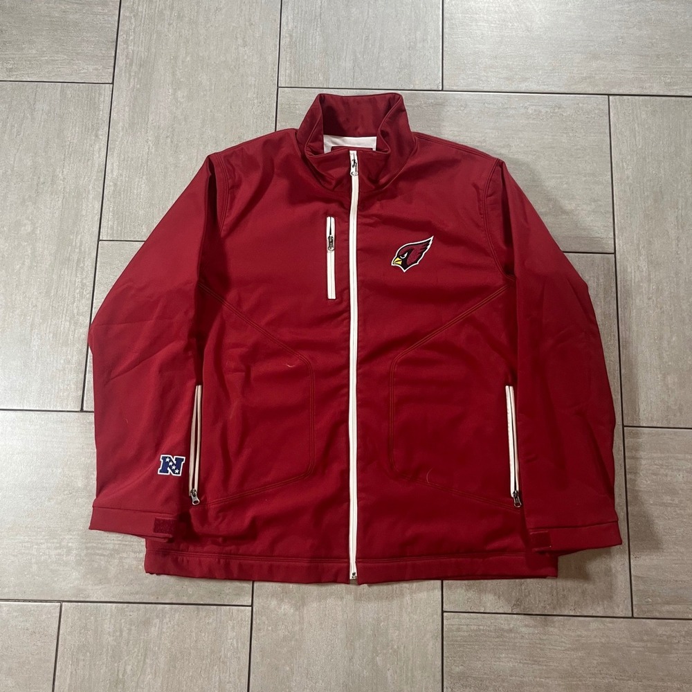 NFL Arizona Cardinals Softshell Fleece Lined Jacket Red Mens XL Full Zip 1072